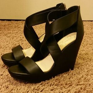 Jessica Simpson Black Wedges